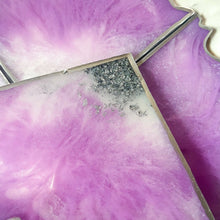 Load image into Gallery viewer, Lilac and silver coasters, resin
